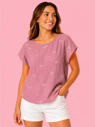Embroidered Butterfly Blouse