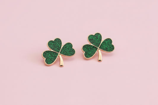 Sparkle Shamrock Studs