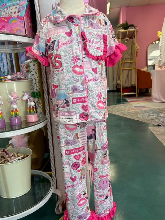 TS Character Print Girls Pink Pajamas