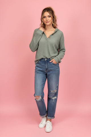 Sweater Hoodie - Waffle Knit