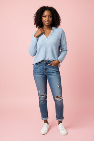 Sweater Hoodie - Waffle Knit