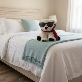 Junior mint inspired polar bear from the summer I turned pretty on a bed. 