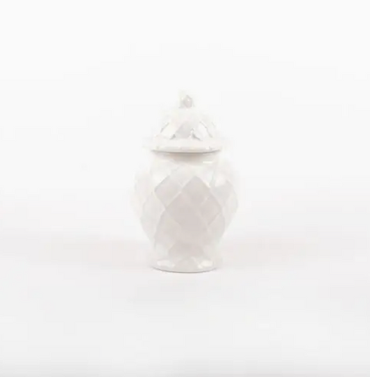 White Textured Ginger Jar - Small