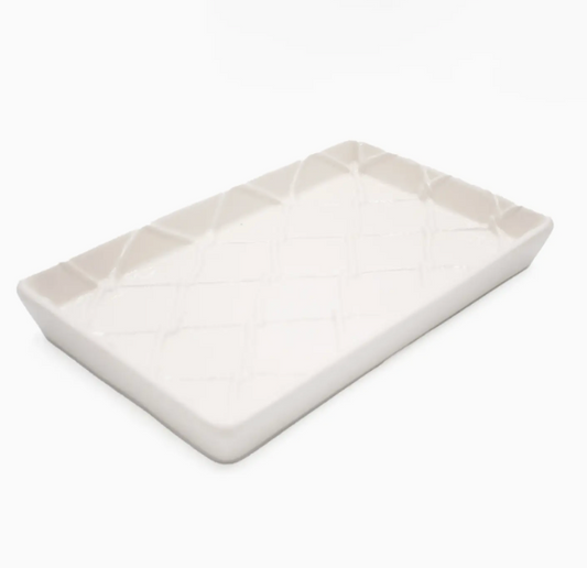 White Textured Guest Towel Tray