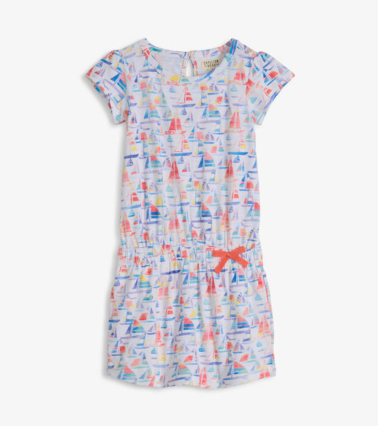 Kids Tee Dress - Painted Sailboats