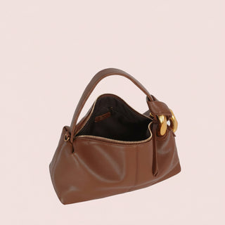 Chunky Chain Accent Hobo Baguette Bag
