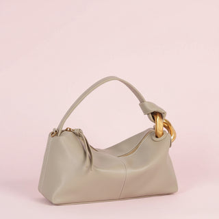Chunky Chain Accent Hobo Baguette Bag