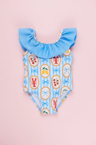 Girls’ Lobster & Lemon Ruffle One-Piece Swimsuit