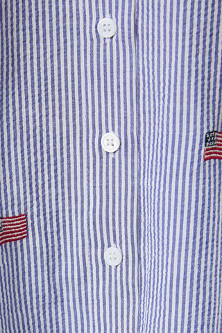 Stripe Flag Embro Oversized Button Down Shirt