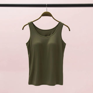Women's Soft Built-In Bra Scoop Neck Tank Top