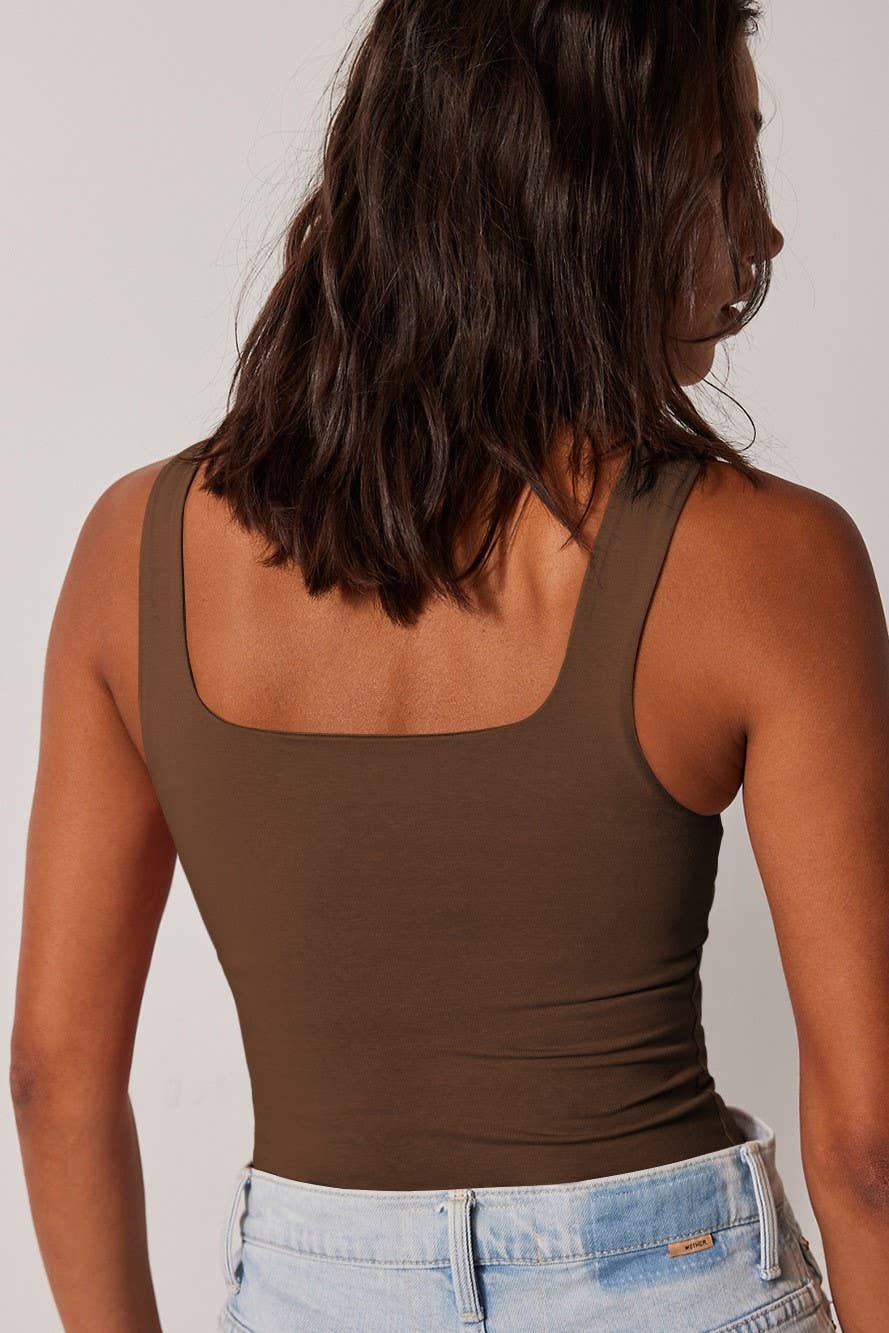 Basic Slim Fit Square Neck Tank Top