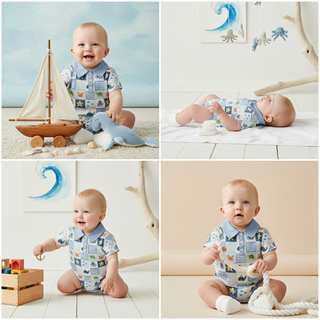 Ocean Adventure Collared Baby Romper