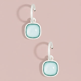 Cushion Resin Stone Drop Hoop Earrings
