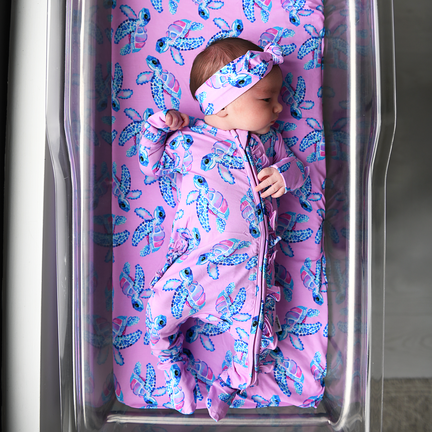 Waverly Sea Turtles Ruffle Zip Bamboo Sleepies Little
