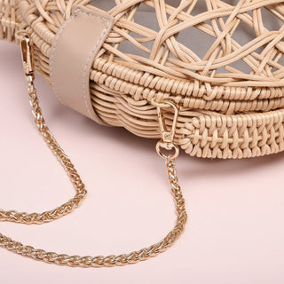 Leilani Woven Straw Turtle Crossbody Bag