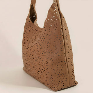 Intricate Cutout Vegan Leather Shoulder Bag