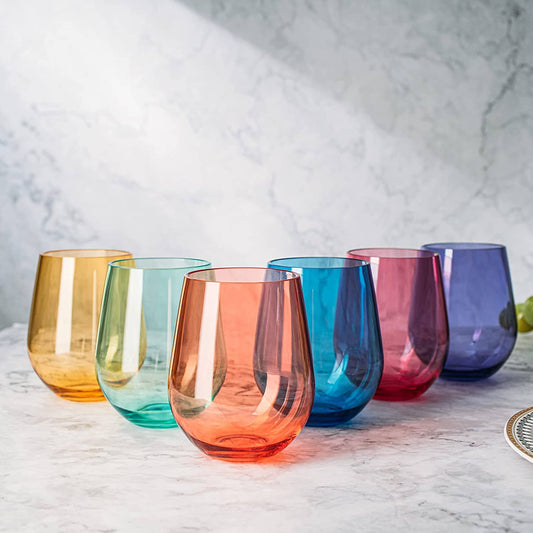 Colored Stemless Wine Glasses - Acrylic Italian
