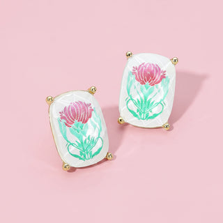 Rectangular Mahjong Tile Cluster Stud Earrings
