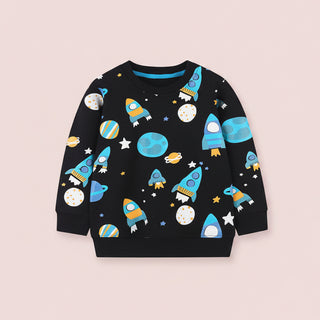 Cartoon Print Long Sleeve Sweatshirt for Boys