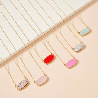 Druzy Stone Charm Short Necklace