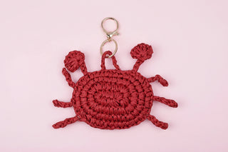 Red Crab Woven Raffia Keychain Charm