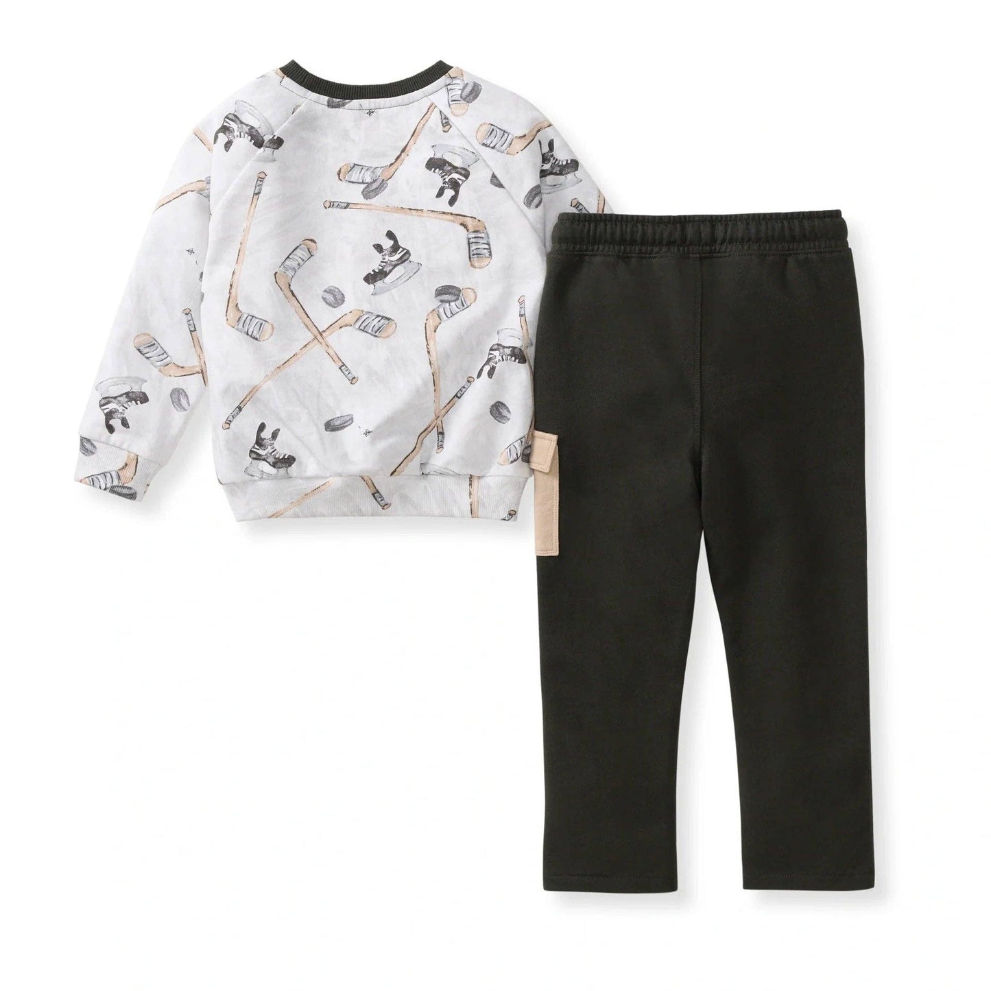Burts Bees Little Slapshot Organic Cotton Hockey Sweatshirt & Jogger Set