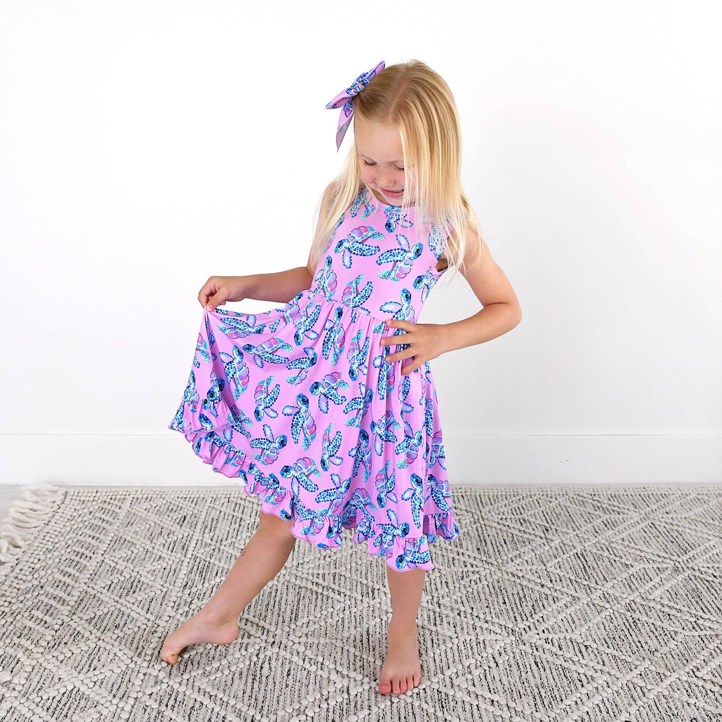 Waverly Sea Turtles Tank Twirl Dress Bamboo Girls Outfit