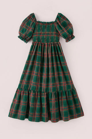 Christmas Green Plaid Mommy and Me Matching Dress
