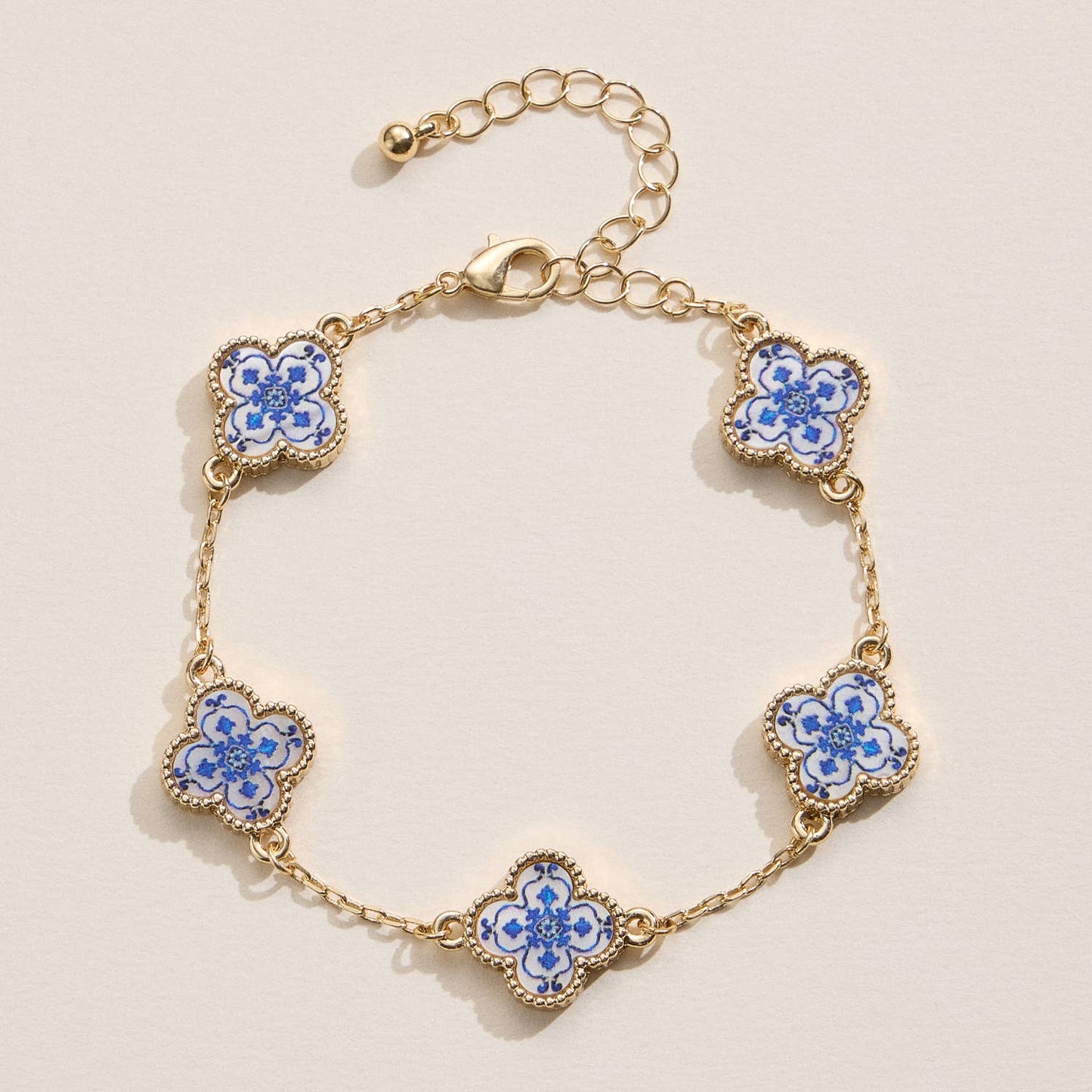 Colorful Shell Charm Bracelet with Gold Detailing