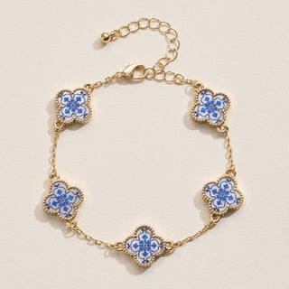 Colorful Shell Charm Bracelet with Gold Detailing