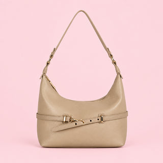 Vegan Leather Horsebit Strap Hobo Shoulder Bag
