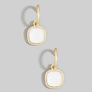 Cushion Resin Stone Drop Hoop Earrings