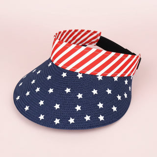 American Flag Roll Up Visor With Adjustable Elastic Band