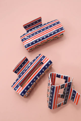 USA Flag Print Hair Claw Clips