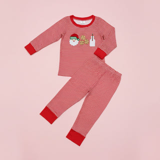 Santa's Milk & Cookies Appliqué Boys Pajamas
