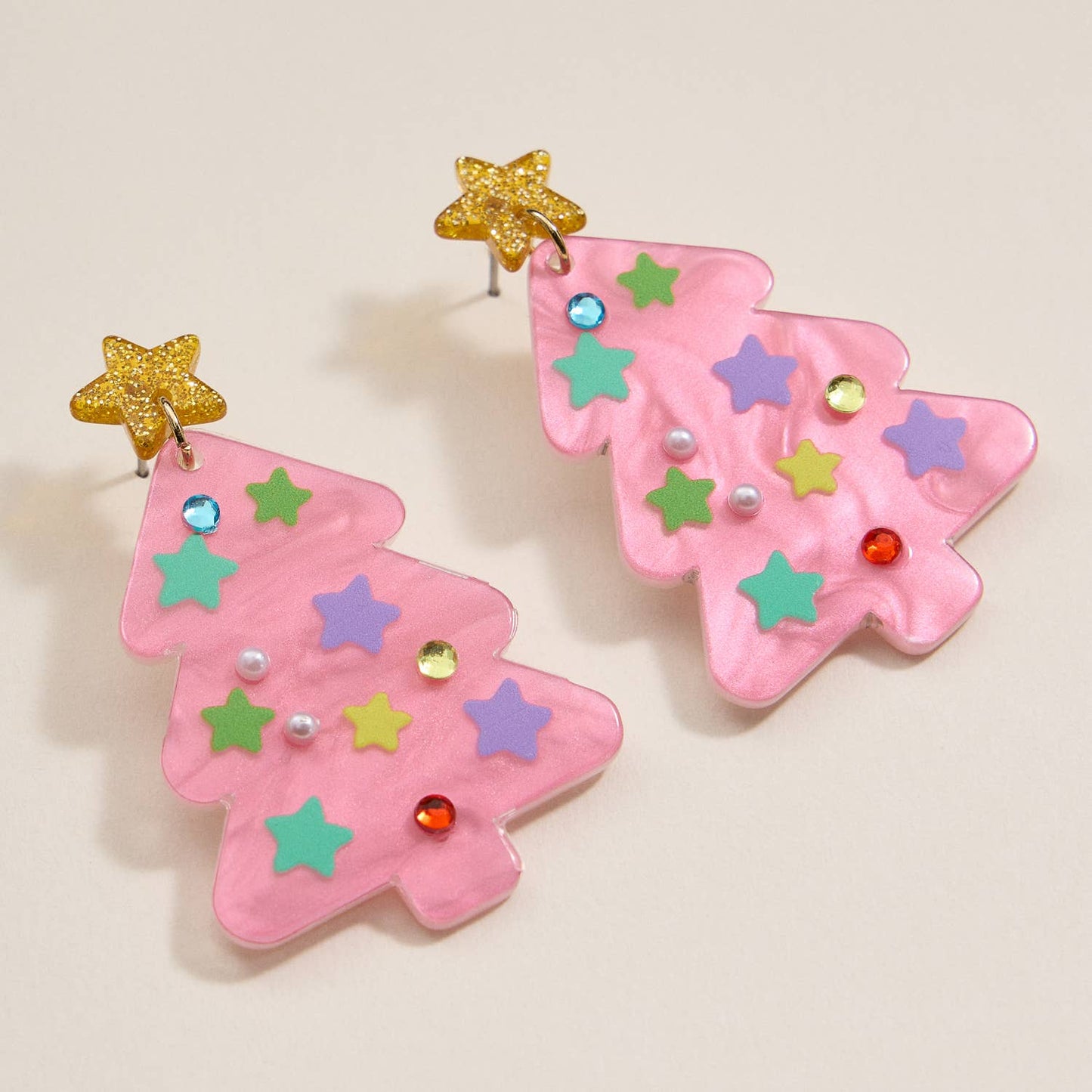 Christmas Tree with Stars Dangling Earrings
