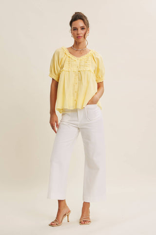 Stretch Cotton Linen High-Waist Ankle Pants