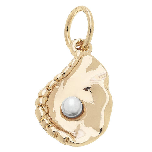 Pearl Oyster Charm in Shiny Gold