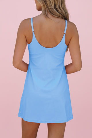 Solid Tank Dress Athletic Shorts Set