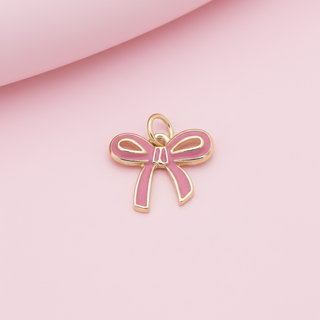 Enamel Bow Charm in Light Pink