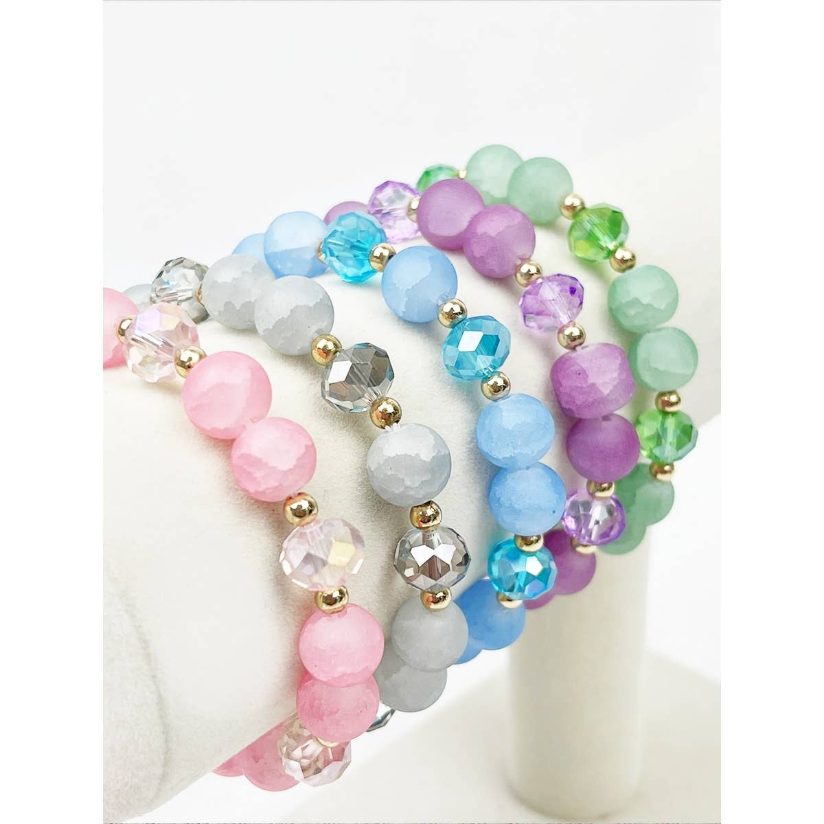 Soft Tone Bead Mix Stretch String Bracelet