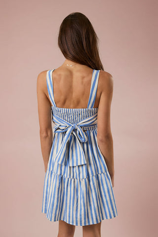 Blue & White Vertical Stripe Summer Dress