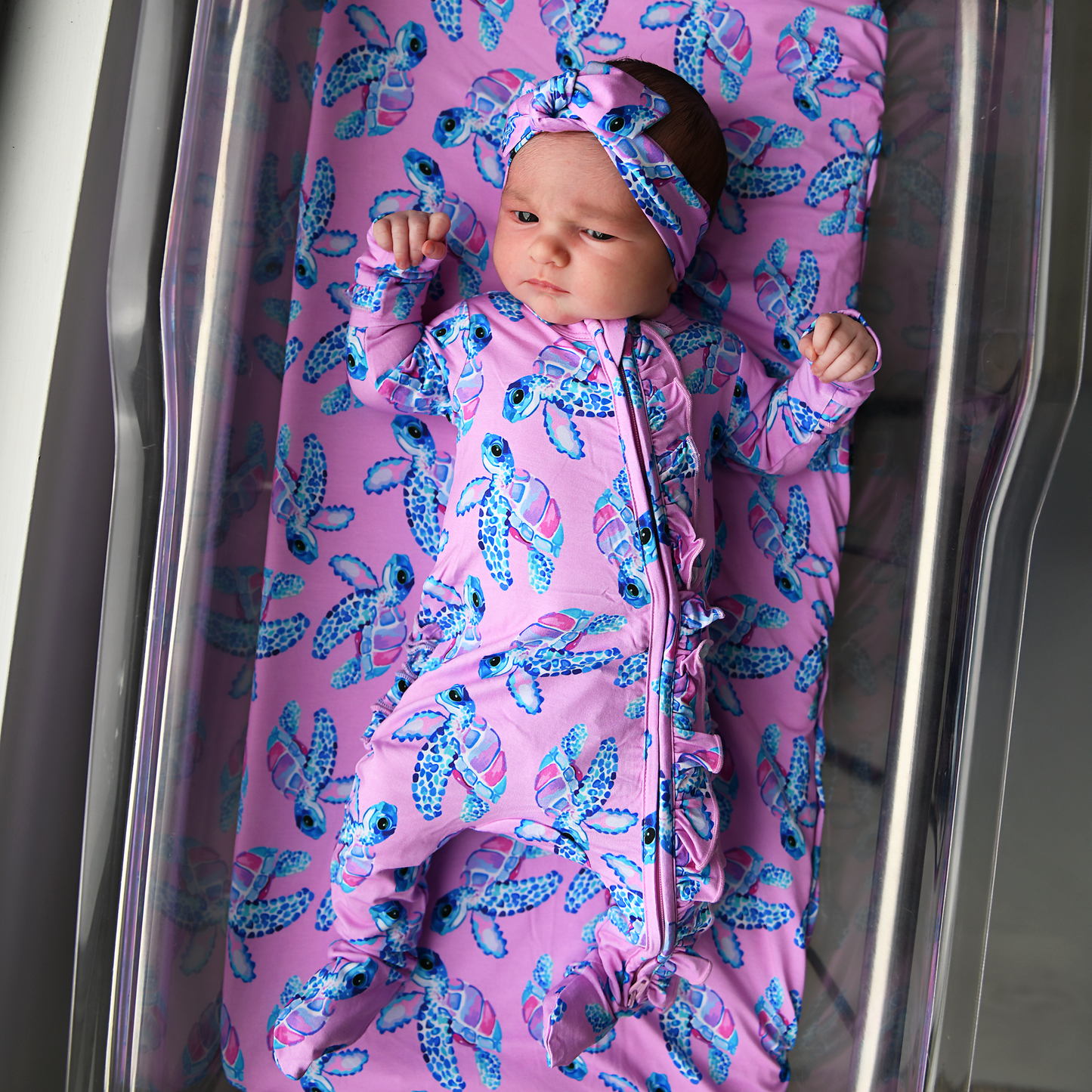 Waverly Sea Turtles Ruffle Zip Bamboo Sleepies Little