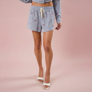 Stripe Flag Embroidered Shorts