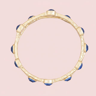 Oval Stone Station Hammered Bangle Set