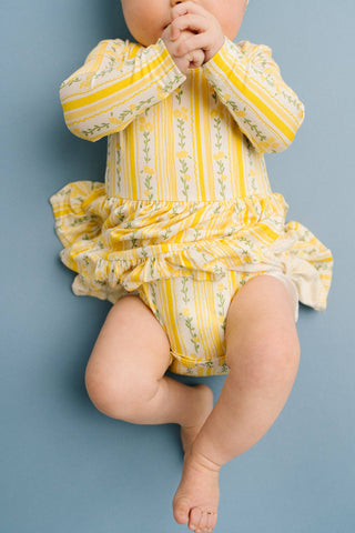 Sunny Meadow Stripe Long Sleeve Bodysuit Bamboo Dress