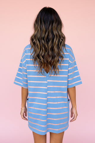 Striped V-Neck Short Sleeve Loose Romper