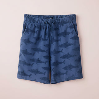 Boys Navy Shark Reverse Jacquard Buttondown Set