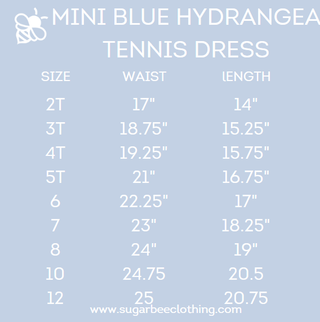 Girls Spring Summer Halter Tennis Dress - Blue Hydrangeas