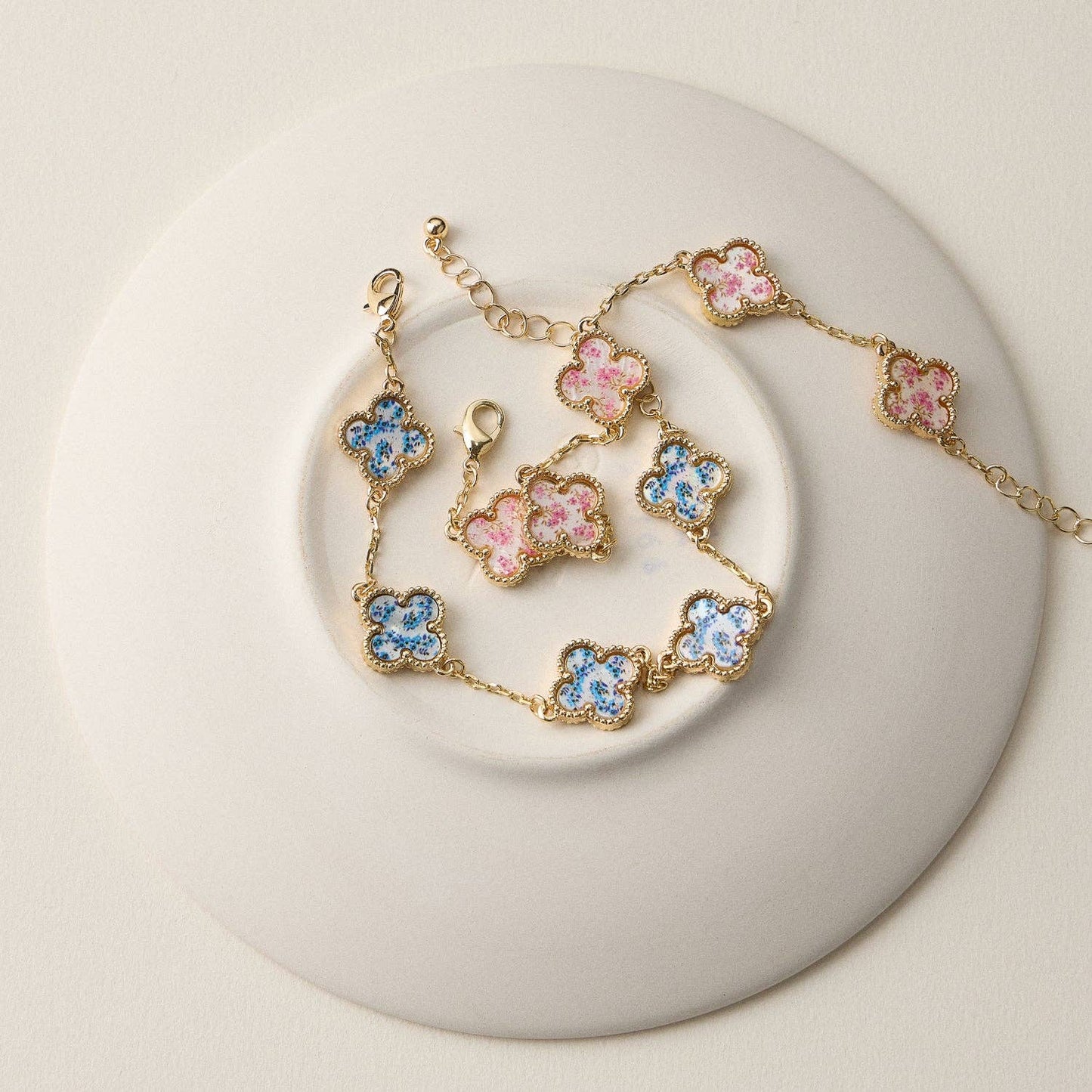 Colorful Shell Charm Bracelet with Gold Detailing
